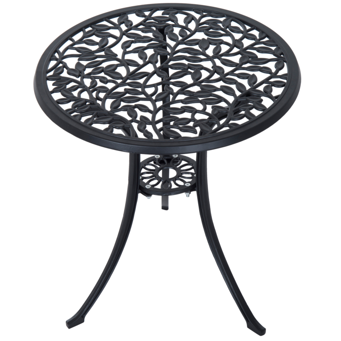  Set de Gradina 3 Piese cu 2 Scaune de Exterior si Masa Rotunda din Aluminiu, Negru [7]