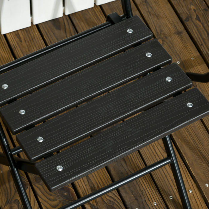  Set de Gradina  3 Piese cu 2 Scaune si Masa Pliabile din Otel si HDPE pentru Balcon si Terasa, Gri Inchis [8]