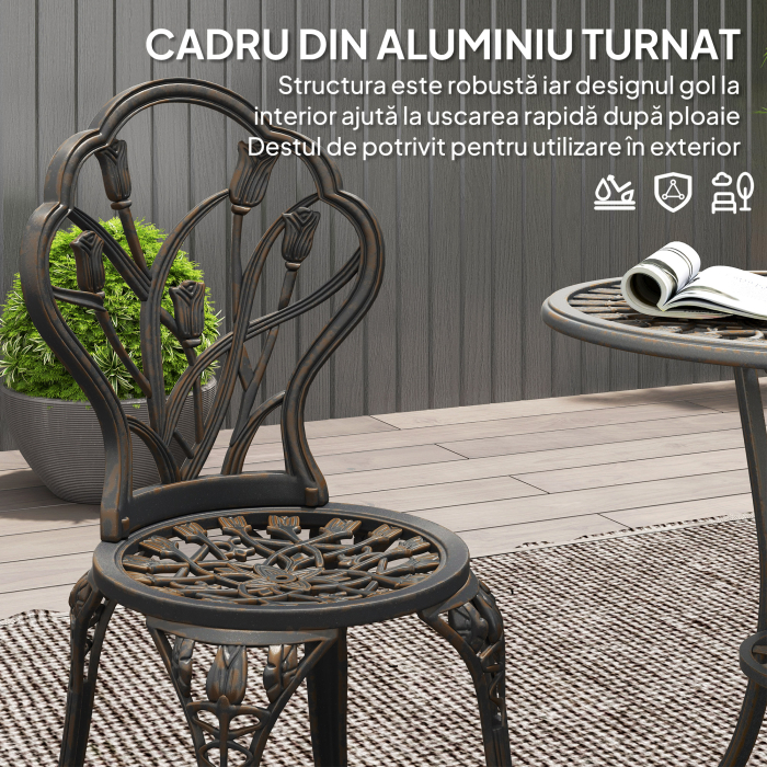  Set de Gradina 3 Piese din Aluminiu cu 2 Scaune [5]