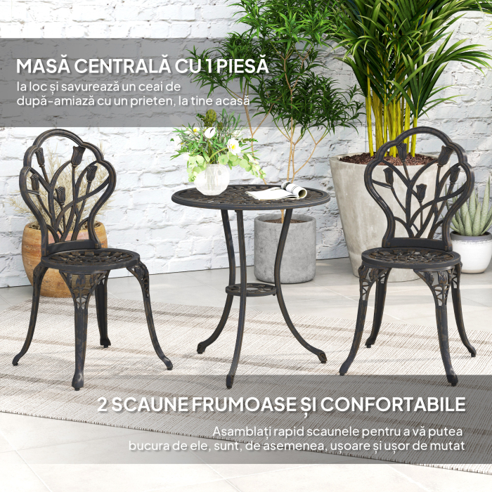  Set de Gradina 3 Piese din Aluminiu cu 2 Scaune [4]