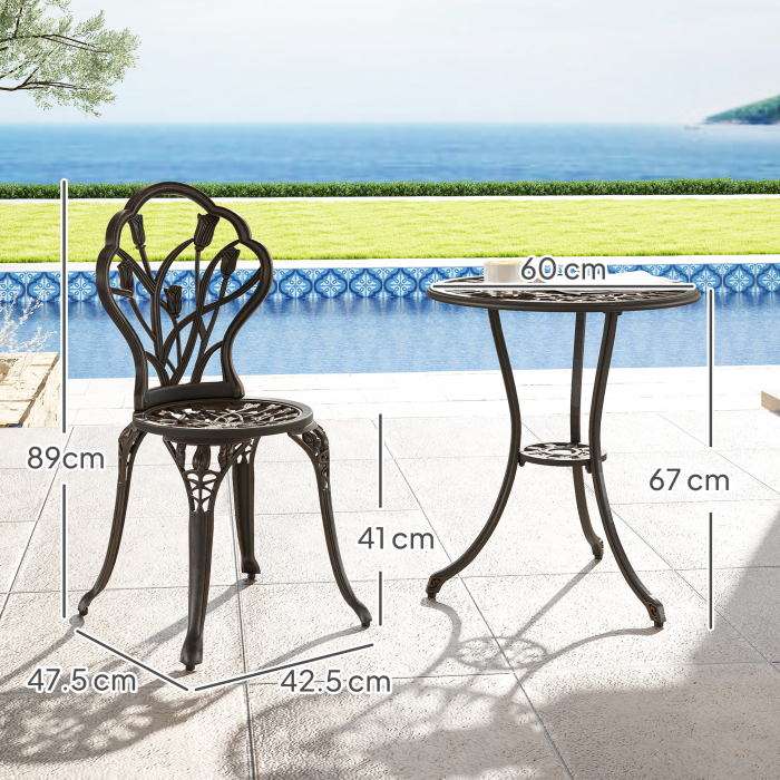  Set de Gradina 3 Piese din Aluminiu cu 2 Scaune [3]
