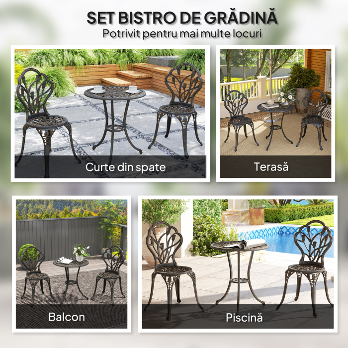  Set de Gradina 3 Piese din Aluminiu cu 2 Scaune [6]