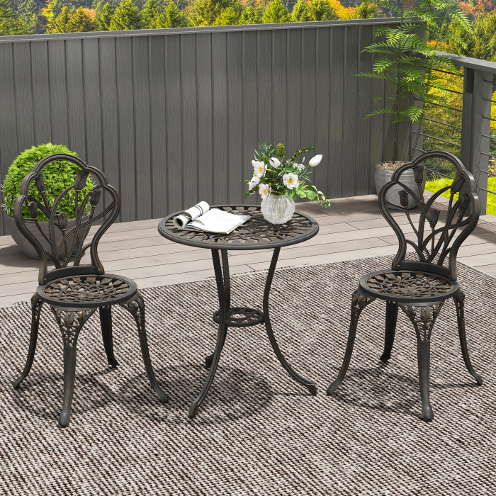  Set de Gradina 3 Piese din Aluminiu cu 2 Scaune [2]