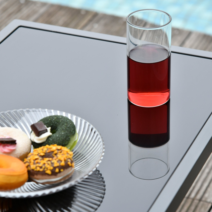  Set de Gradina 4 bucati cu Masuta de cafea, 2 Scaune si o Panca in Metal, Negru [6]