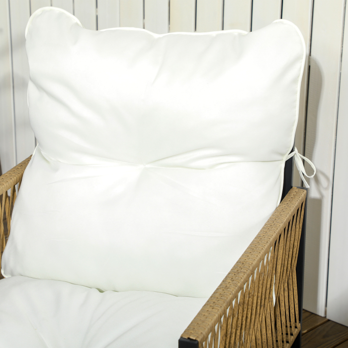  Set de Gradina 4 Piese din Ratan cu Canapea, 2 Scaune si Masuta de Cafea, Negru, Maro si Crem [8]