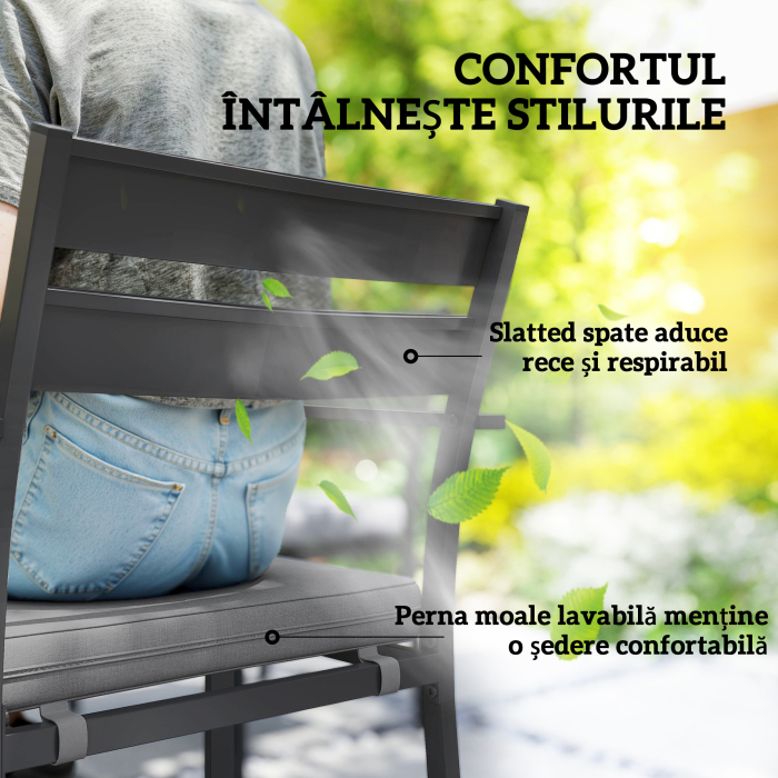  Set de Gradina cu Masa Extensibila si 6 Scaune Stivuibile Gri [7]