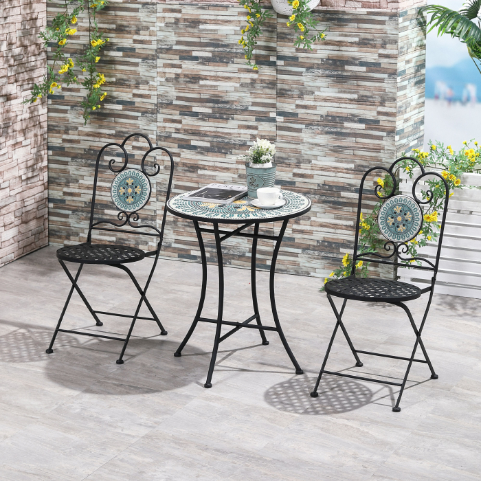  Set de Gradina cu Mozaic de 3 Piese, din Metal, Verde [2]