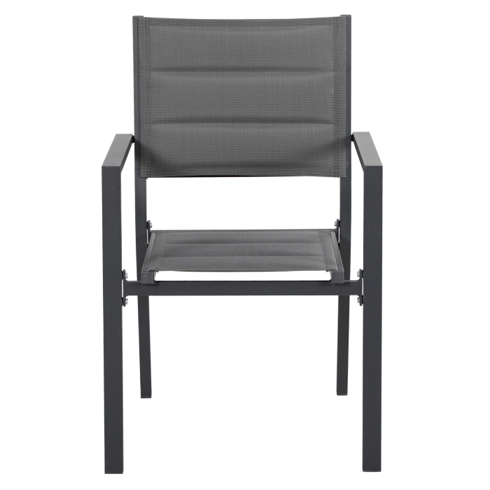  Set de Gradina din Aluminiu 7 Piese cu Masa Dreptunghiulara Extensibila si 6 Scaune de Exterior cu Sezuta din Plasa Respirabila, Gri [7]
