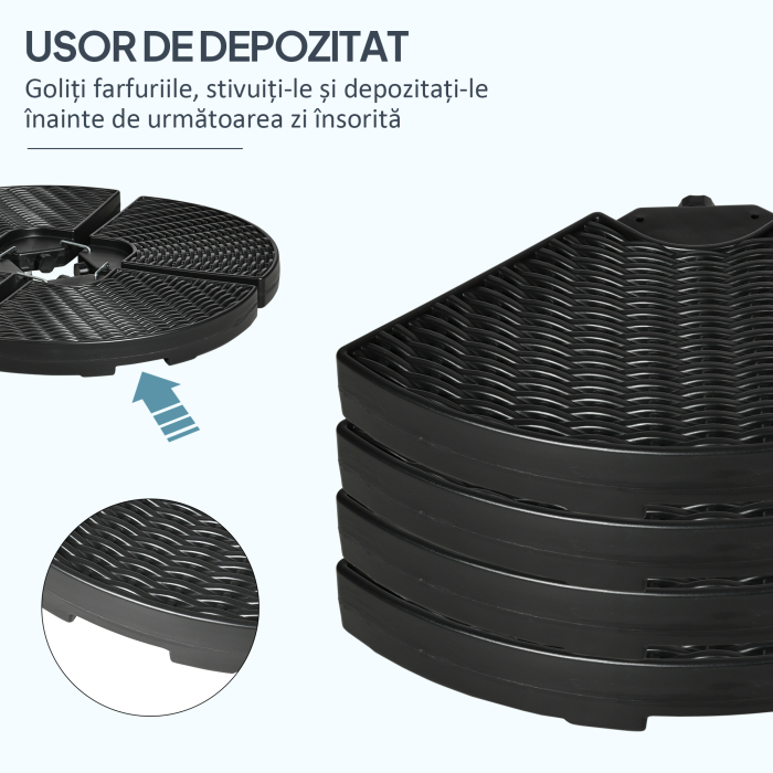 Set de greutati din 4 piese pentru baza umbrelei de gradina in consola pentru umbrelele cu articulatie tip banana, Greutati pentru umbrela  pentru suportul bazei, negru [7]