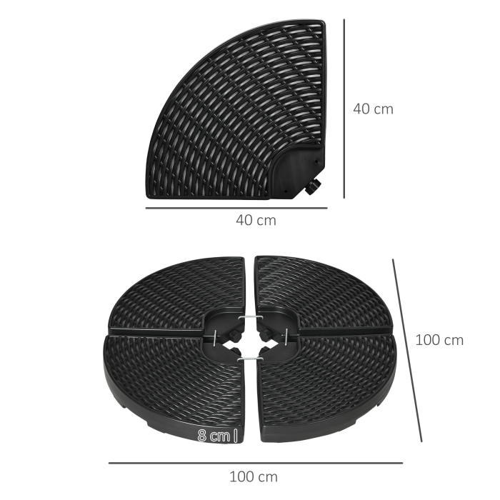  Set de greutati din 4 piese pentru baza umbrelei de gradina in consola pentru umbrelele cu articulatie tip banana, Greutati pentru umbrela  pentru suportul bazei, negru [3]