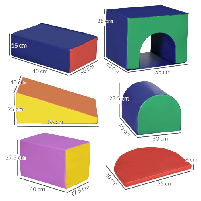  Set de Joaca pentru Copii 12-36 Luni cu 7 Blocuri din PU si EPE Multicolor [3]