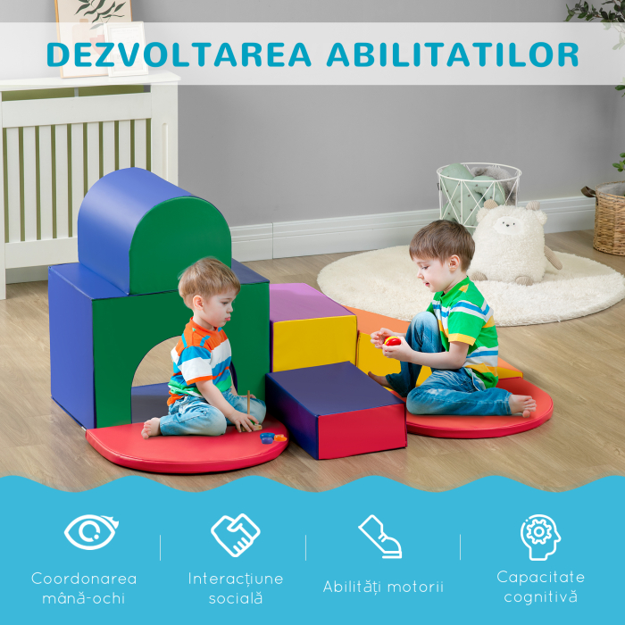  Set de Joaca pentru Copii 12-36 Luni cu 7 Blocuri din PU si EPE Multicolor [4]