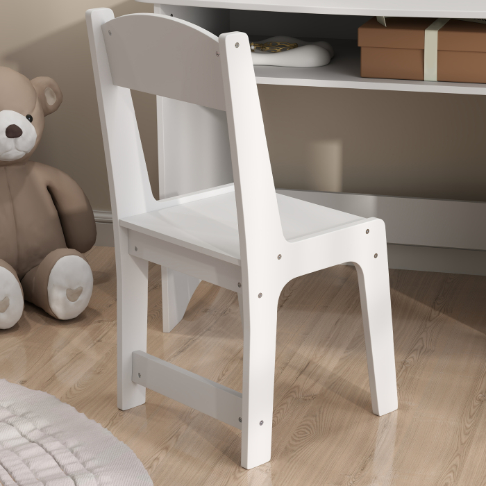  Set de Machiaj pentru Fetite de 3-6 ani cu Oglinda Tripla Detasabila si Scaun din Lemn, 80x49x108 cm, Alb [8]