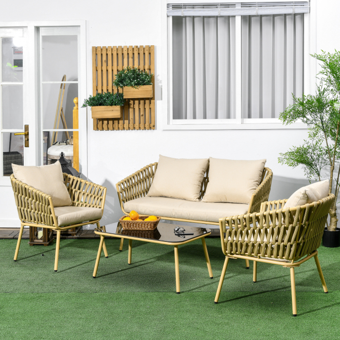  Set de Mobilier de Gradina cu 4 Piese cu Ratan din PE [2]