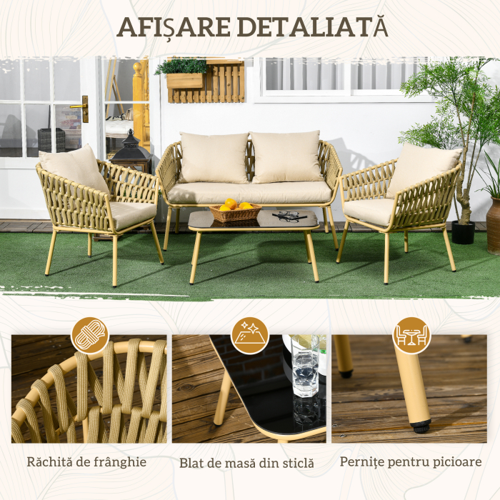  Set de Mobilier de Gradina cu 4 Piese cu Ratan din PE [6]