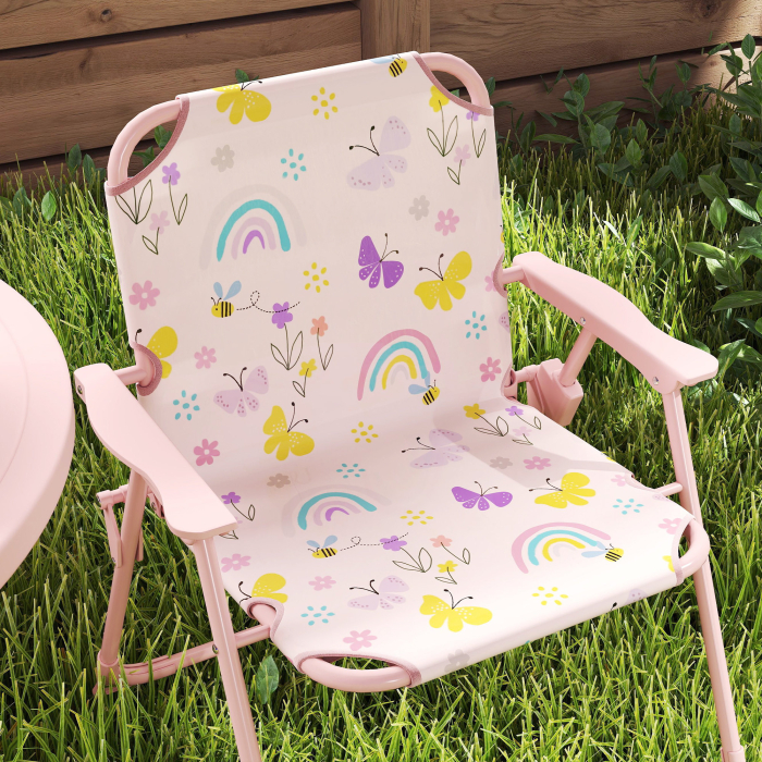  Set de Mobilier de Gradina din 4 Piese cu Masa, Scaune si Umbrela de Soare Reglabila, 50xΦ49,5 cm, Roz [8]