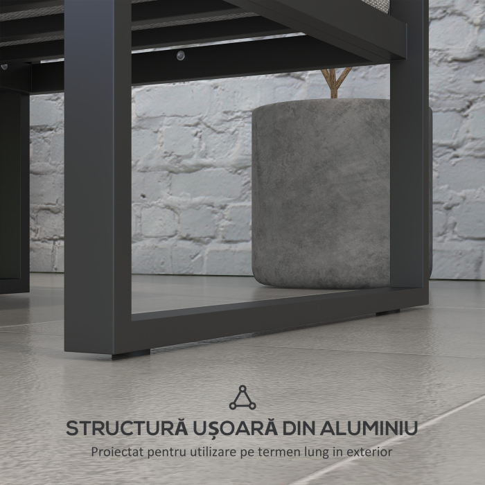  Set de Mobilier de Gradina din 6 Piese cu Pernute de Grosime 10 cm, Set de Canapea cu Cadru din Aluminiu [6]