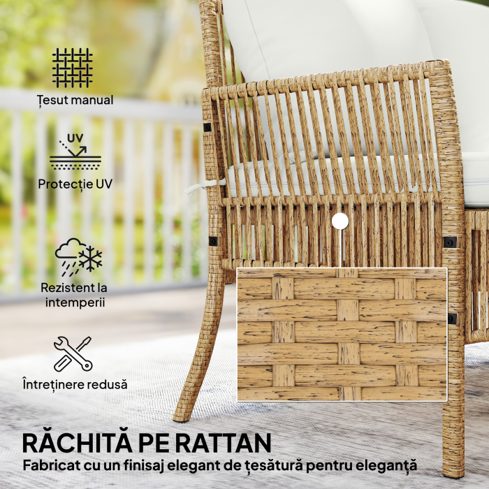  Set de Mobilier de Gradina, Set de Gradina 3 Piese, Crem Natural [5]