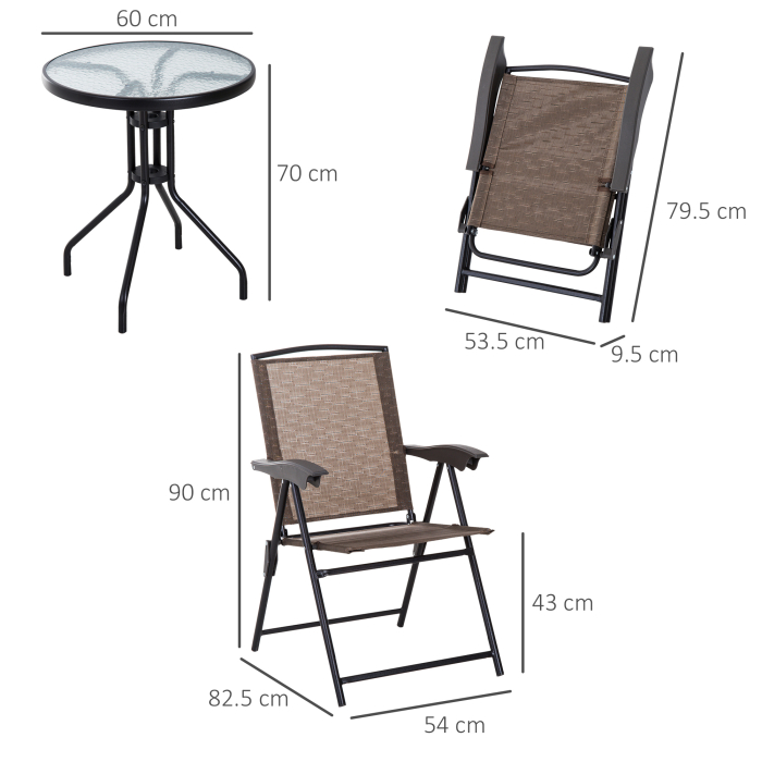  Set de mobilier pentru gradina cu masa din sticla securizata, maro [3]