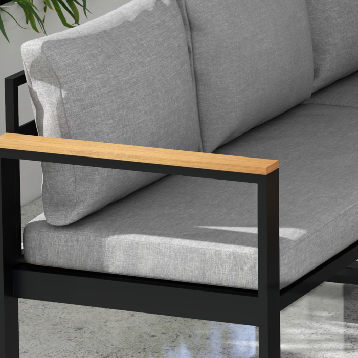  Set de Mobilier pentru Gradina din 4 Piese cu 2 Canapele Duble, Coltar si Masuta de Cafea, 124x61x71,5 cm, Gri [7]