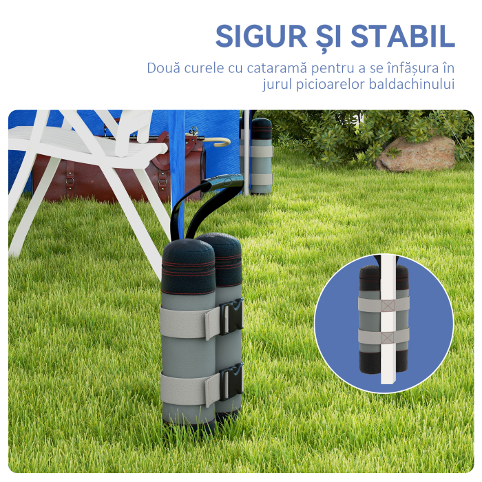  Set de saci pentru pavilioane, 4 bucati, 48 kg, fara nisip, cu curele de fixare, rezistent la intemperii, Negru [6]