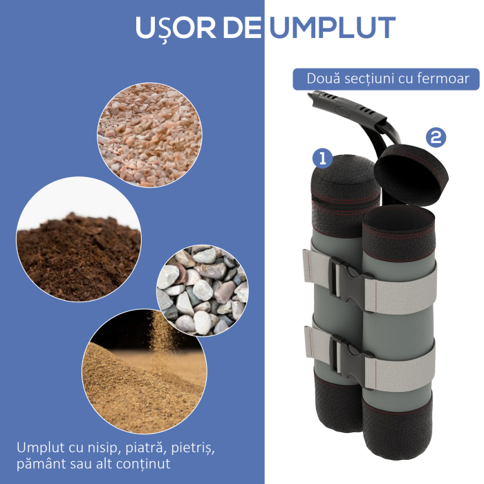  Set de saci pentru pavilioane, 4 bucati, 48 kg, fara nisip, cu curele de fixare, rezistent la intemperii, Negru [5]