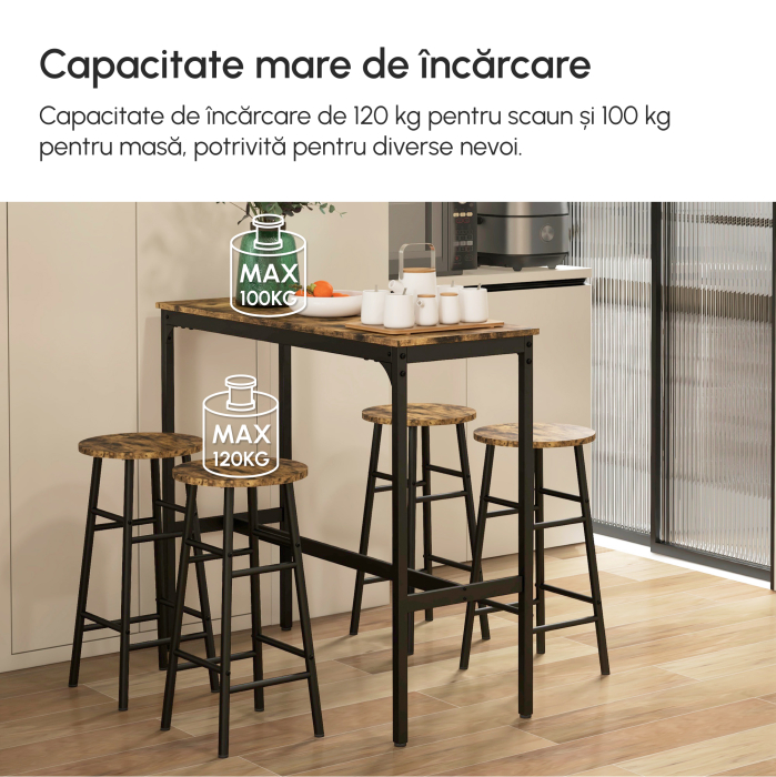  Set Dining 5 piese: Masa 60×30 cm + 4 Scaune cu Suport Picioare [4]