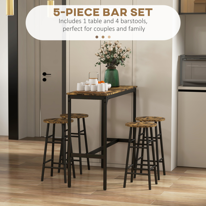  Set Dining 5 piese: Masa 60×30 cm + 4 Scaune cu Suport Picioare [5]