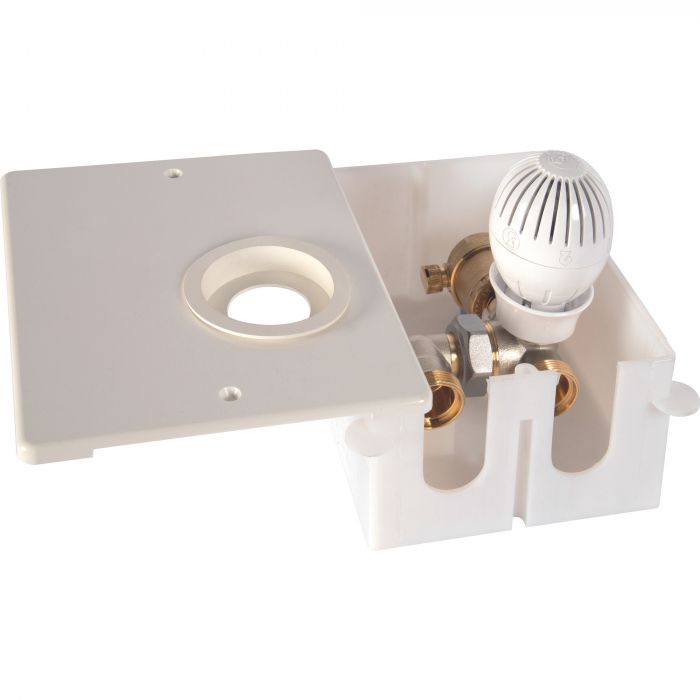 Set distribuitor Giacomini R508KY001, pentru incalzire in pardoseala, complet cu ventil termostatic, racorduri si cutie de montaj [2]