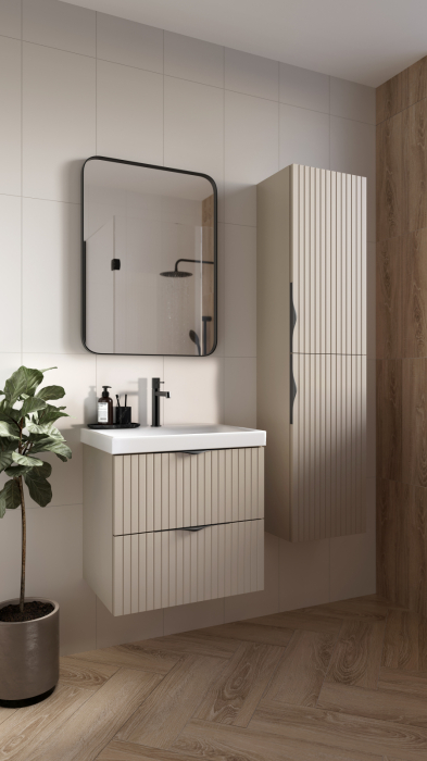 Set dulap baie suspendat 2 sertare lavoar inclus, 80 cm, casmir mat, MDF, Cersanit Tirso [2]