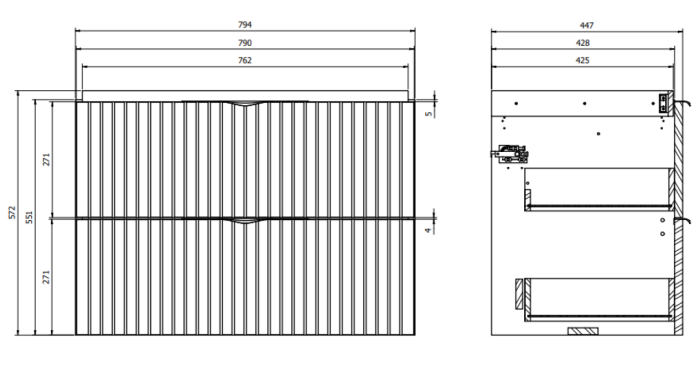Set dulap baie suspendat 2 sertare lavoar inclus, 80 cm, casmir mat, MDF, Cersanit Tirso [5]