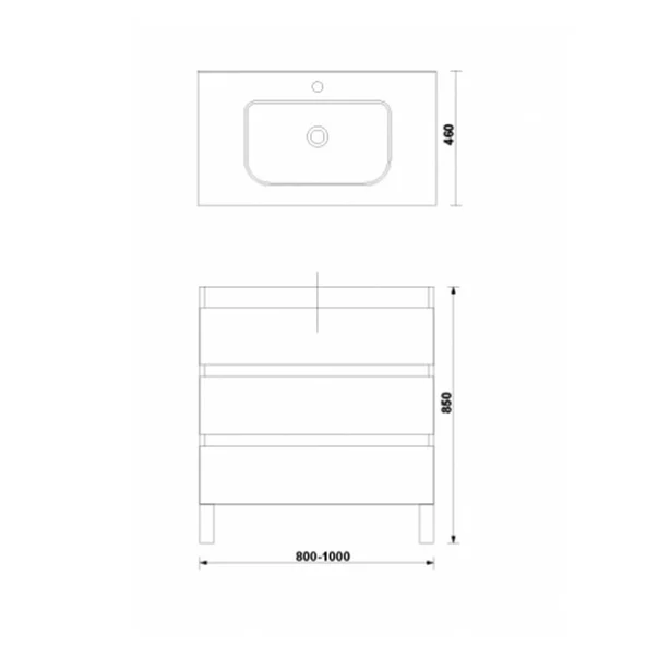 Set dulap baza pe pardoseala Gala Daily antracit 3 sertare cu lavoar 80 cm [3]