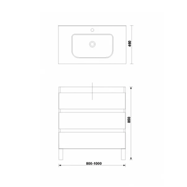Set dulap baza pe pardoseala Gala Daily gri 3 sertare cu lavoar 80 cm [3]