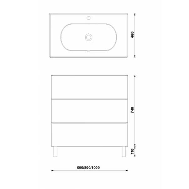Set dulap baza pe pardoseala Gala Shona alb 3 sertare cu lavoar Klea 60 cm [3]
