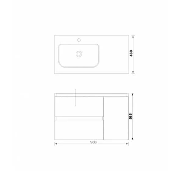 Set dulap baza suspendat Gala Daily alb 2 sertare 1 usa si lavoar 90 cm [3]