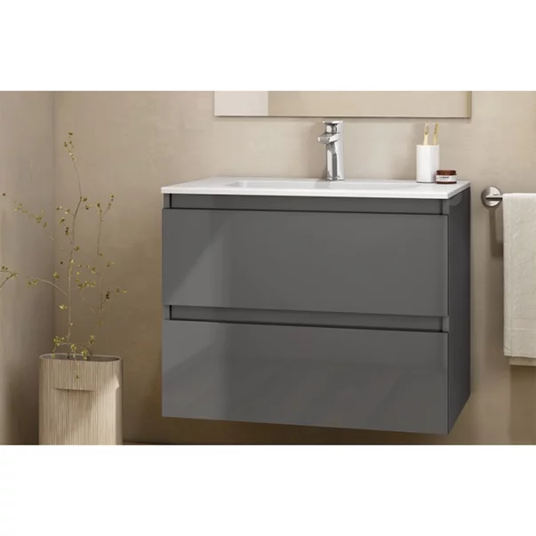 Set dulap baza suspendat Gala Daily gri 4 sertare cu lavoar 120 cm [2]