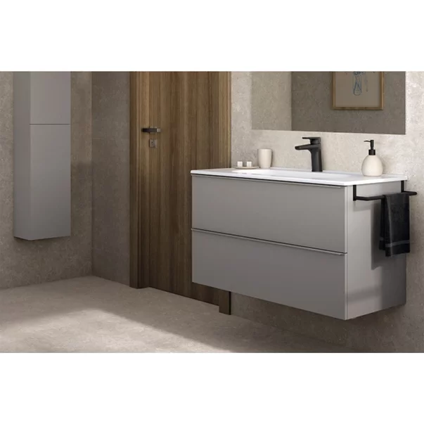 Set dulap baza suspendat Gala Shona gri 2 sertare cu lavoar Klea 80 cm [2]