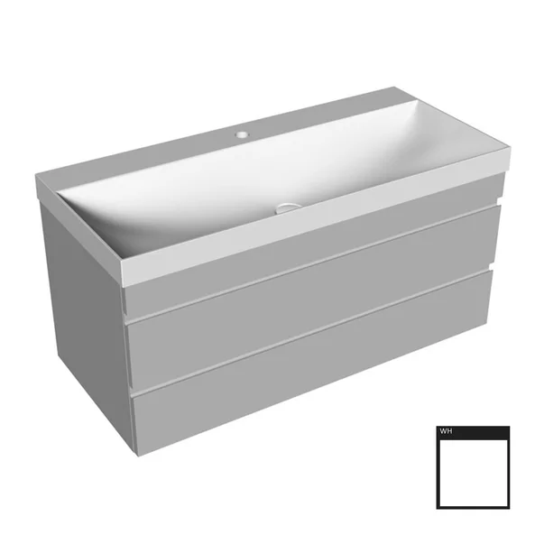 Set dulap baza suspendat KolpaSan Naomi alb cu lavoar 100 cm [2]