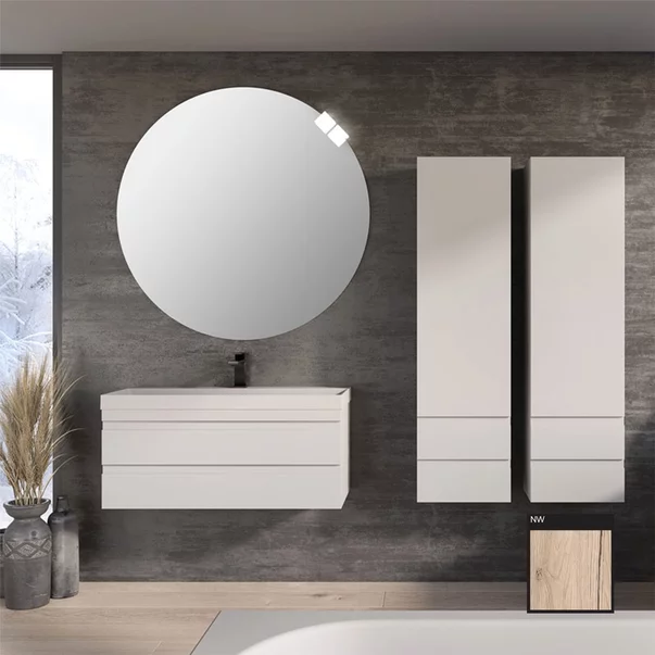 Set dulap baza suspendat KolpaSan Naomi finisaj lemn cu lavoar 100 cm [5]