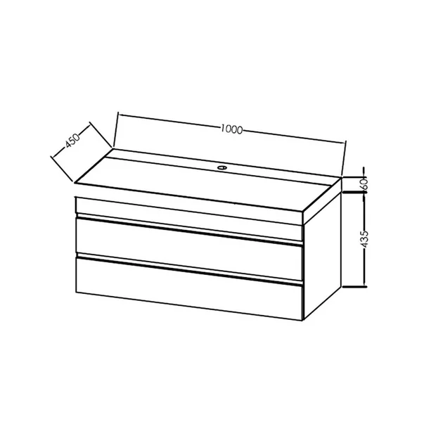 Set dulap baza suspendat KolpaSan Naomi finisaj lemn cu lavoar 100 cm [4]