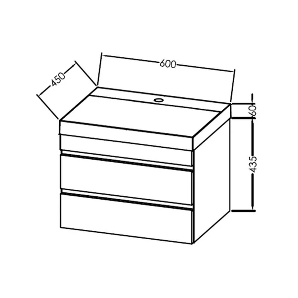 Set dulap baza suspendat KolpaSan Naomi finisaj lemn cu lavoar 60 cm [3]
