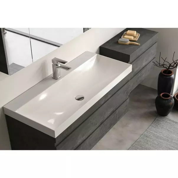 Set dulap baza suspendat KolpaSan Naomi gri antracit cu lavoar 60 cm [6]