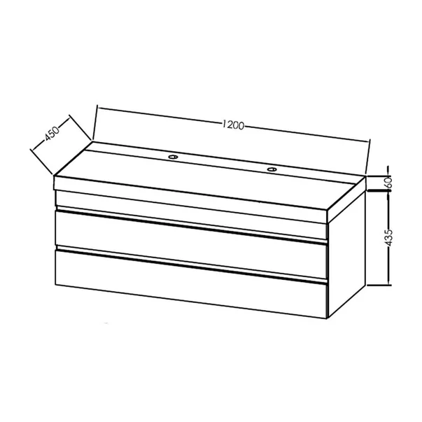 Set dulap baza suspendat KolpaSan Naomi gri beton cu lavoar 120 cm [5]