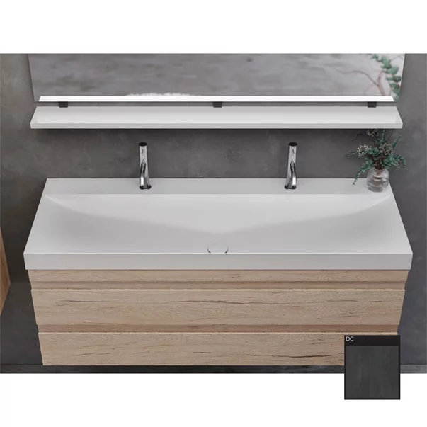 Set dulap baza suspendat KolpaSan Naomi gri beton cu lavoar 120 cm [4]