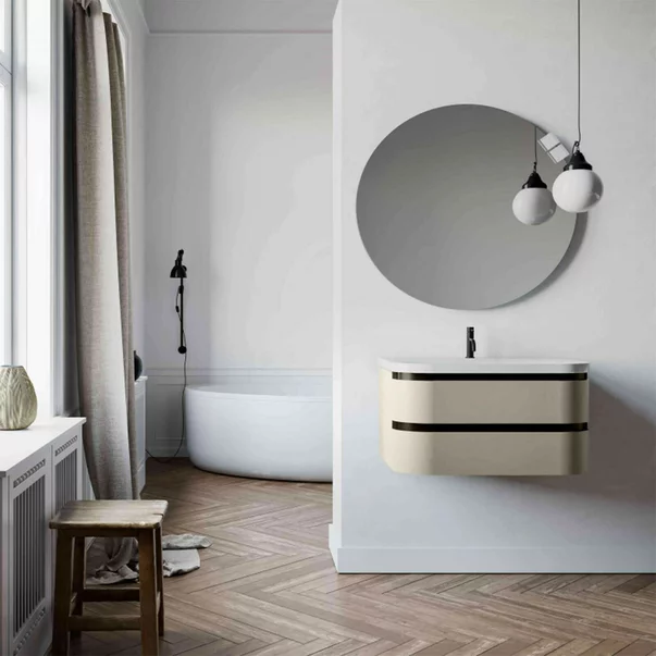 Set dulap baza suspendat KolpaSan Vittoria bej cu lavoar 80 cm [2]