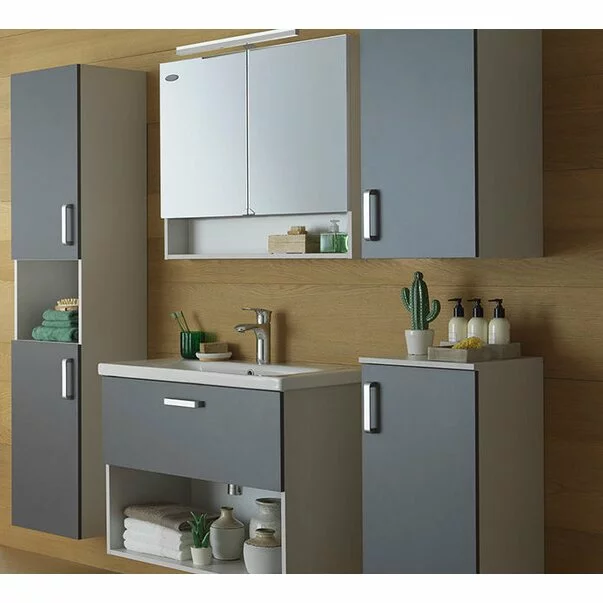 Set dulap suspendat si lavoar KolpaSan Evelin mdf gri/antracit 80 cm [2]