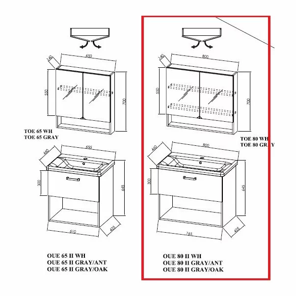 Set dulap suspendat si lavoar KolpaSan Evelin mdf gri/antracit 80 cm [4]