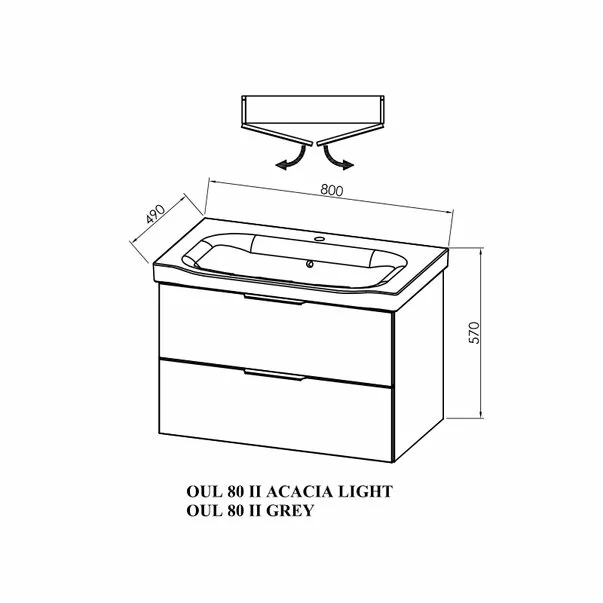 Set dulap suspendat si lavoar KolpaSan Lana II lemn 80 cm Pal [5]