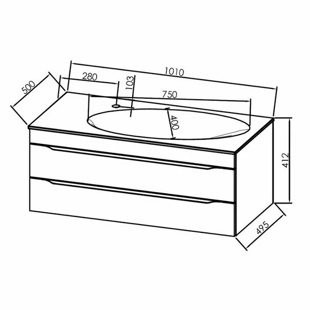 Set dulap suspendat si lavoar KolpaSan Malaya stejar natural 100 cm [3]