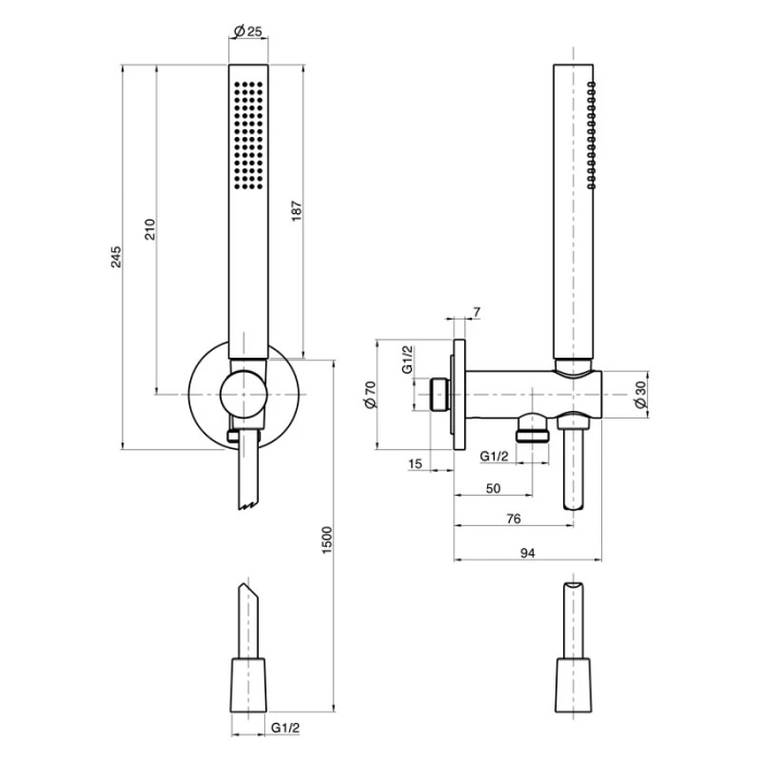 Set duș cu pară, pălărie și suport FIMA Carlo Frattini, Snap, negru mat [5]